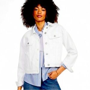 Old Navy White Cropped Denim Jacket size Medium